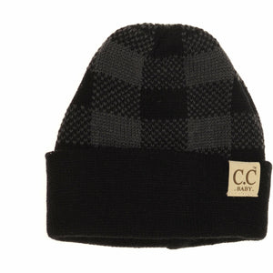 C.C Beanie Baby Buffalo Plaid Cuff Beanie