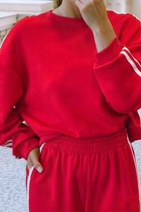 Fiery Red Sweatsuit Outfit