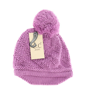 C.C Beanie Baby Brim Beanie Hat with Pom