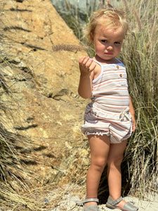 Vignette® Natural Retro Stripe Karter Onesie