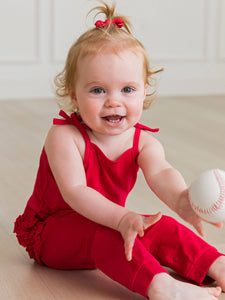 RuffleButts + RuggedButts® Red Tie Romper