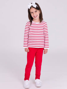 RuffleButts + RuggedButts® Red Ruched Bow Leggings