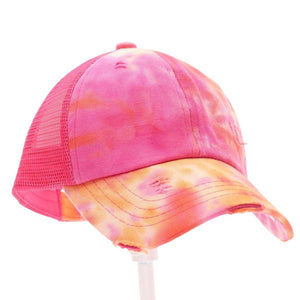 C.C Beanie Kids' Tie Dye Criss-Cross High Ponytail Baseball Cap