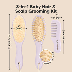 KeaBabies Baby Hair Brush and Comb Set - Thistle