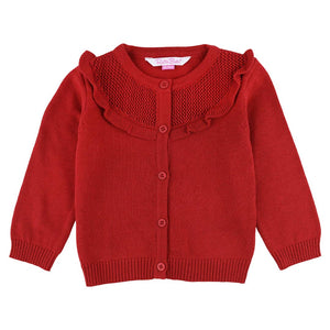 RuffleButts + RuggedButts® Classic Red Knit Cardigan