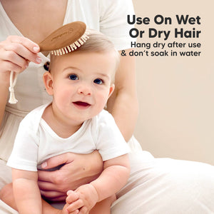 KeaBabies Baby Hair Brush and Comb Set - Dark Walnut