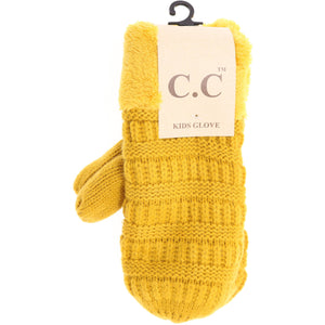 C.C Beanie Kids Solid Fuzzy Lined Mittens