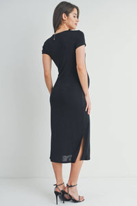 Double Slit Maternity Midi Dress
