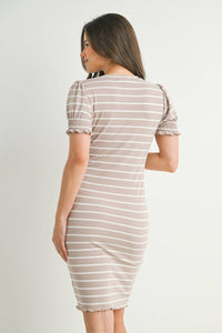 Striped Short Sleeve Maternity T-Shirt Dress