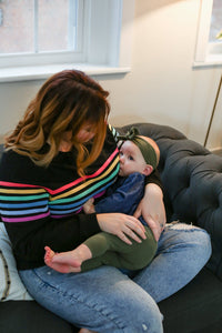 Black Stripe Invisible Zip Breastfeeding Sweatshirt