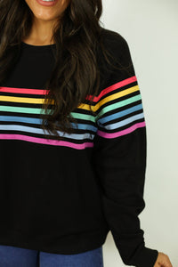 Black Stripe Invisible Zip Breastfeeding Sweatshirt