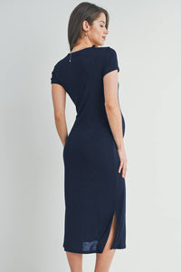 Double Slit Maternity Midi Dress