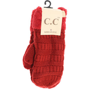 C.C Beanie Kids Solid Fuzzy Lined Mittens
