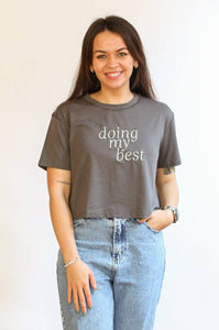 Cropped Embroidered Nursing Friendly Tee