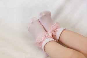 Classic Pink Frill Ankle Socks