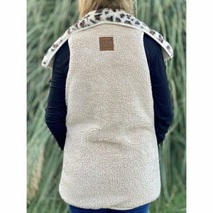 C.C Beanie Reversible Leopard Print Sherpa/Faux Fur Vest