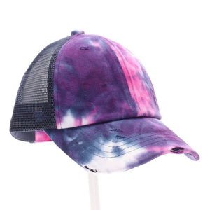 C.C Beanie Kids' Tie Dye Criss-Cross High Ponytail Baseball Cap