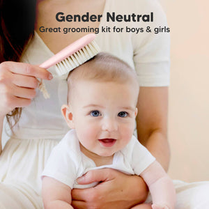 KeaBabies Baby Hair Brush and Comb Set - Blush