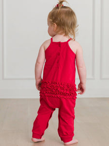 RuffleButts + RuggedButts® Red Tie Romper