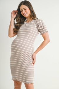 Striped Short Sleeve Maternity T-Shirt Dress