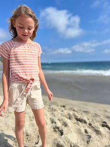 Vignette® Coral Ivory Stripe Esme Top