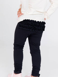 RuffleButts + RuggedButts® Black Ruched Bow Leggings
