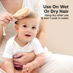 KeaBabies Baby Hair Brush and Comb Set - Walnut