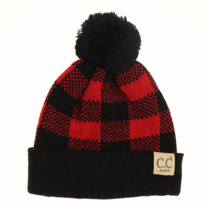 C.C Beanie Baby Buffalo Plaid Pom Beanie
