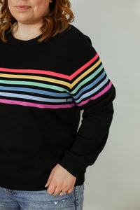 Black Stripe Invisible Zip Breastfeeding Sweatshirt