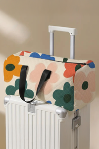 Flower Print Quilted Duffel Bag