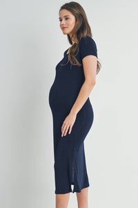 Double Slit Maternity Midi Dress