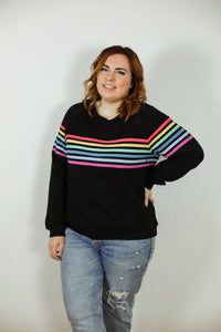 Black Stripe Invisible Zip Breastfeeding Sweatshirt