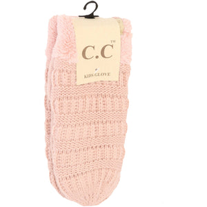 C.C Beanie Kids Solid Fuzzy Lined Mittens