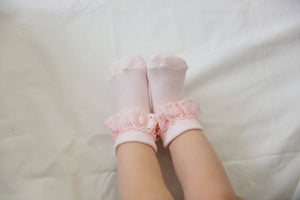 Classic Pink Frill Ankle Socks