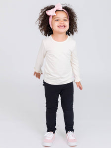 RuffleButts + RuggedButts® Black Ruched Bow Leggings