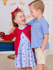 RuffleButts + RuggedButts® Classic Red Knit Cardigan