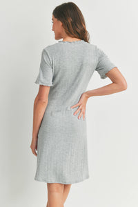 Ribbed Short Sleeve Maternity T-Shirt Dress