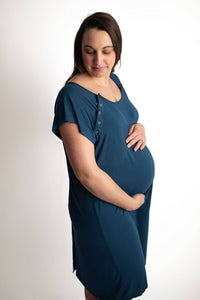 Navy Blue Maternity Mommy Labor and Delivery/ Nursing Gown