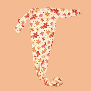 Groovy Flower Knotted Newborn Baby Gown