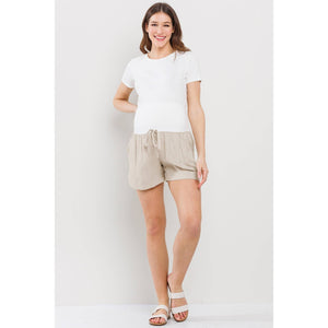 Linen Blend Maternity Shorts