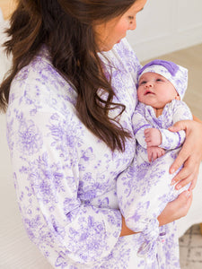 Women's Wisteria Purple Butterfly Toile Bamboo Robe