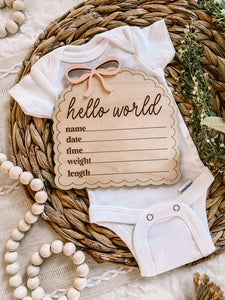 Dainty Bow Hello World Sign