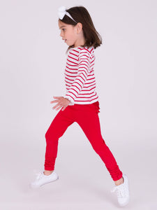 RuffleButts + RuggedButts® Red Ruched Bow Leggings