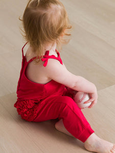 RuffleButts + RuggedButts® Red Tie Romper