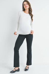 Black High Rise Maternity Flare Knit Pants