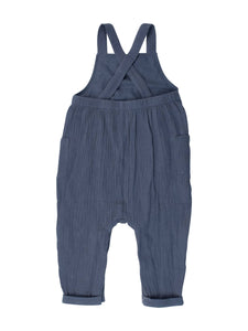 RuffleButts + RuggedButts® Steel Blue Gauze Overall Jumpsuit