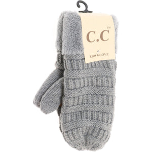 C.C Beanie Kids Solid Fuzzy Lined Mittens