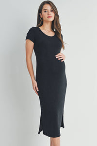 Double Slit Maternity Midi Dress