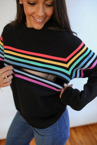 Black Stripe Invisible Zip Breastfeeding Sweatshirt