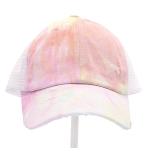 C.C Beanie Kids' Tie Dye Criss-Cross High Ponytail Baseball Cap